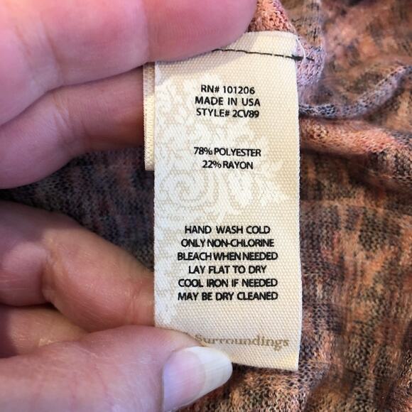 Soft Surroundings orange brown floral ribbed knit tunic top size Large - Picture 6 of 10